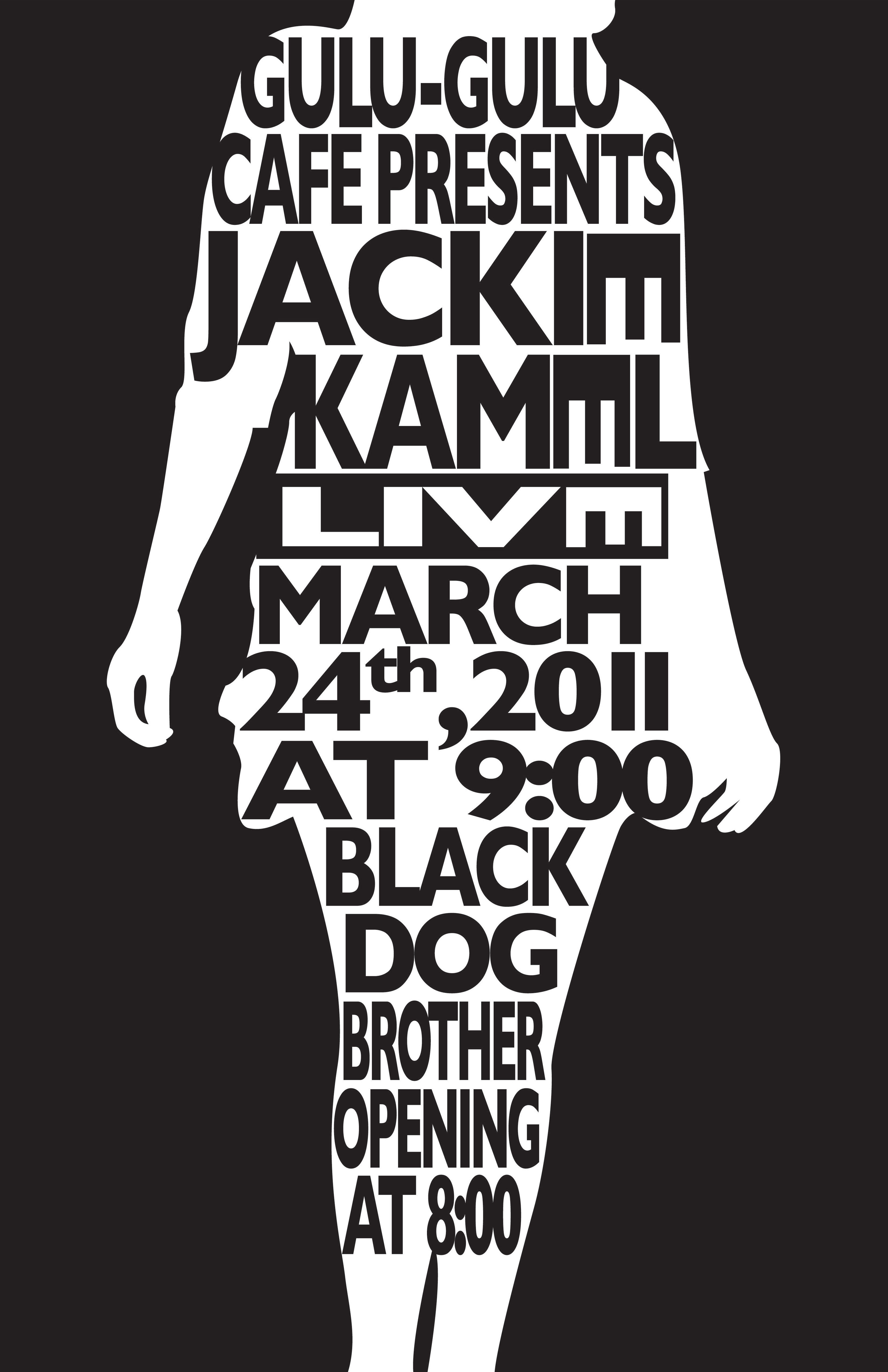 Jackie Kamel Gig Poster black and white illustration